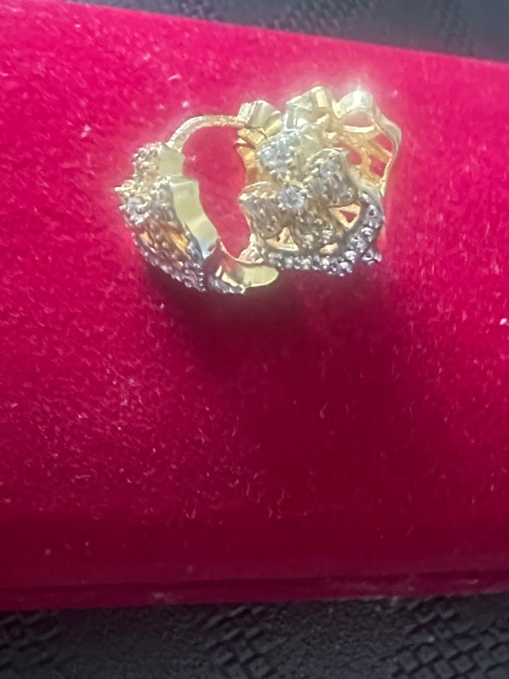 Gold-Tone Floral Hoop Earrings with Crystal Accents - Women Jewelry